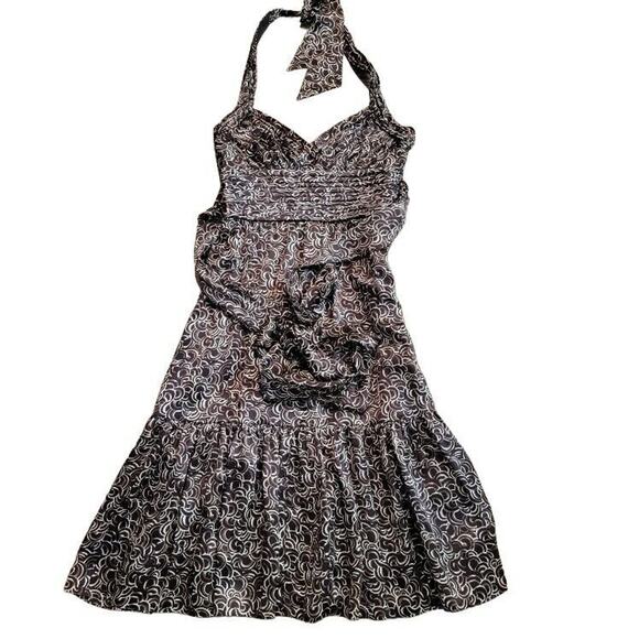 BCBG Maxazria Brown Silk Halter Dress Mini X-Small Sexy Night Out - Picture 1 of 15